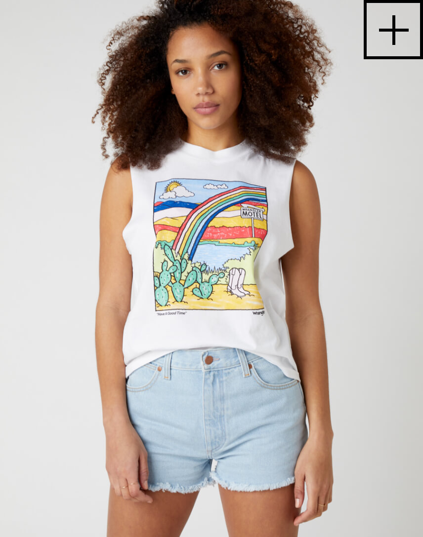 sleeveless tee in white